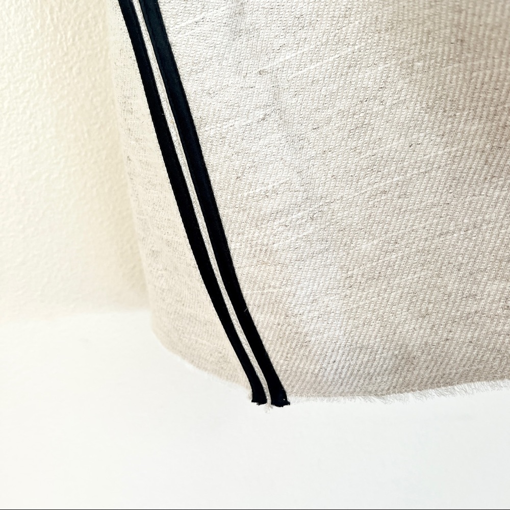 BASSIKE Irregular Linen Twill Slit Neck Top in Beige - Picture 7 of 9